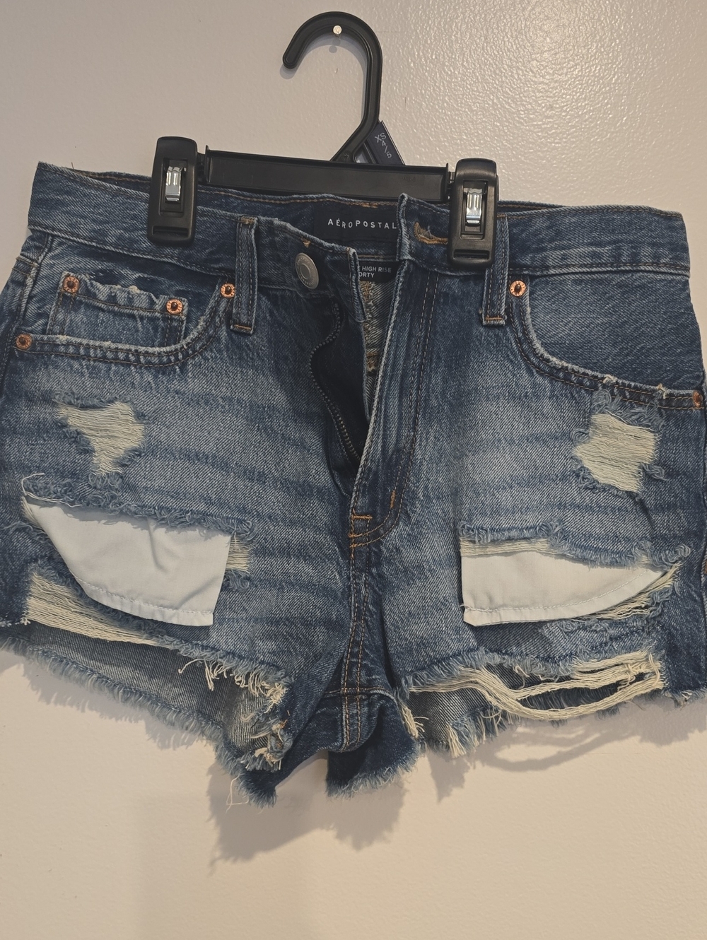 Aeropostale Women's Distressed Denim Shorts - Blue